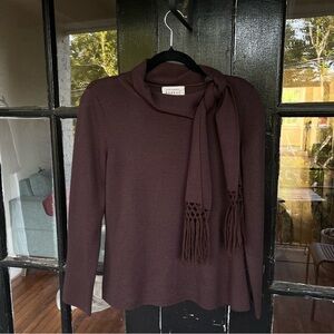 Vintage Adrianna Papell Brown Long Sleeve Sweater Blouse Size Medium